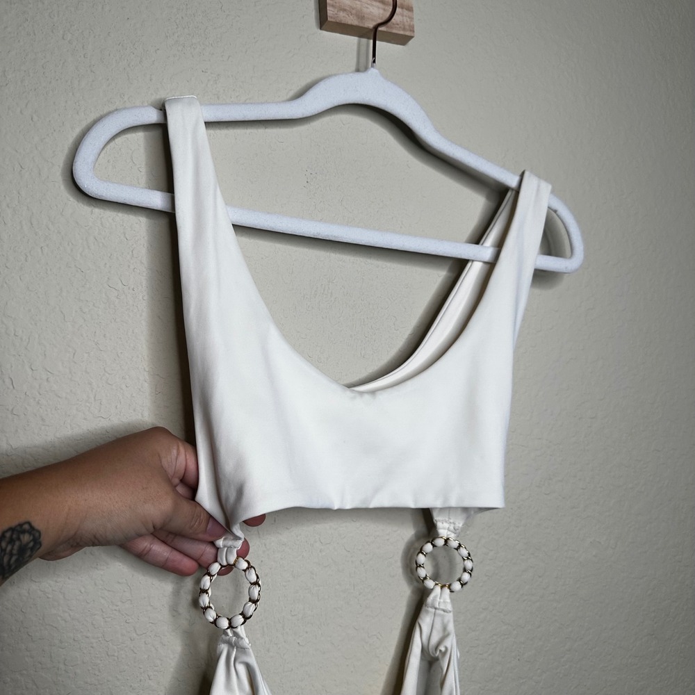 ANAINA White Cutout Monokini One Piece Swimsuit with Ring Detail Medium - Picture 2 of 4